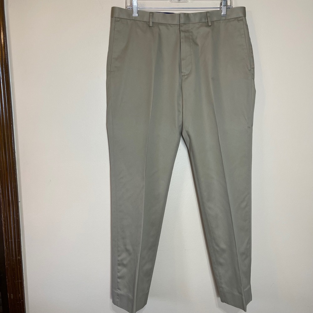 Banana Republic Mens 34x30 Non-Iron Modern Slim Fit Chino Pants Khaki Tan Cotton